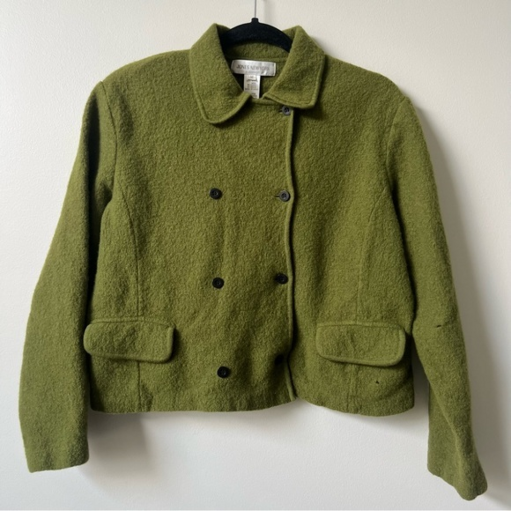 Jones New York Vintage Green Wool‎ Jacket with Shoulder Pads